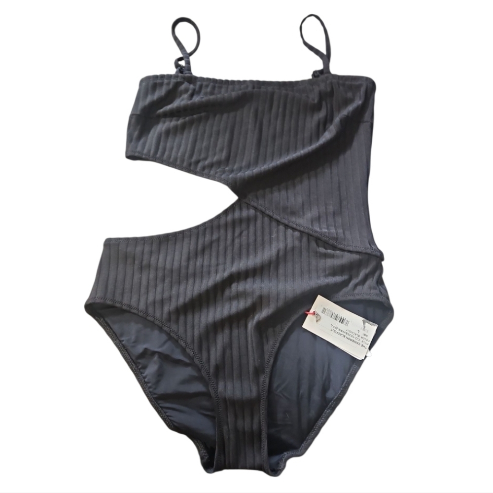 Solid & Striped The Cameron Ribbed Cutout One Piece Swimsuit Black L - Picture 6 of 10